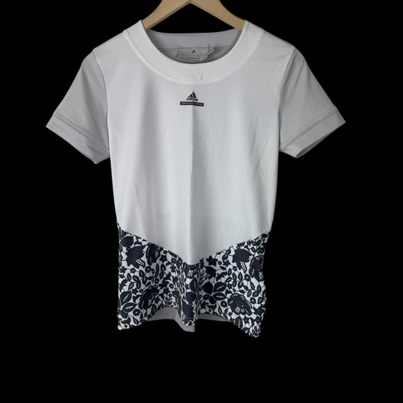 Adidas X Stella McCartney Short Sleeve Cut Out Back Short Sleeve Top Sz M - Picture 1 of 5